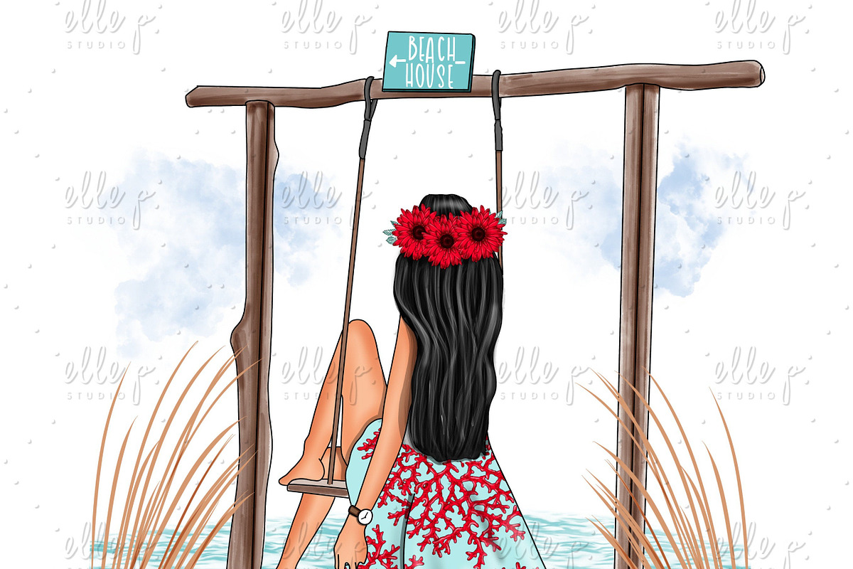 Boho Beach Scene Illustration, an Illustration by Elle P. Studio (Photo 3 of 4)