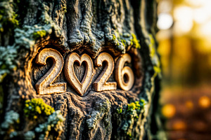 2026 with a heart carved, a Photo by rarrarorro