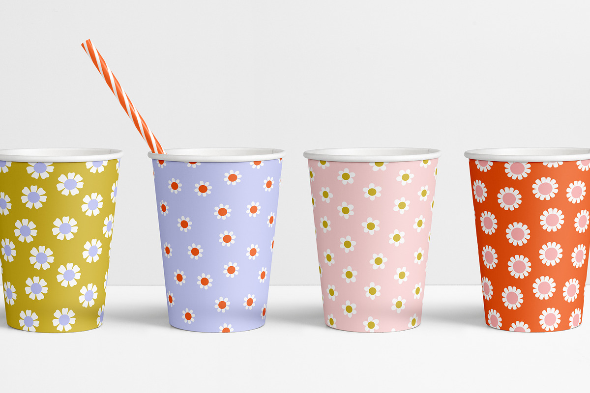 Cute daisy flowers seamless patterns, a Pattern Graphic by Good Studio