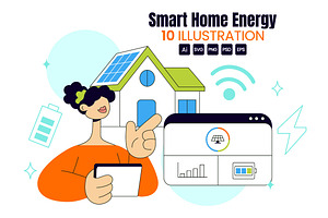 10 Smart Home Energy Illustration, a Technology Illustration by denayunebgt