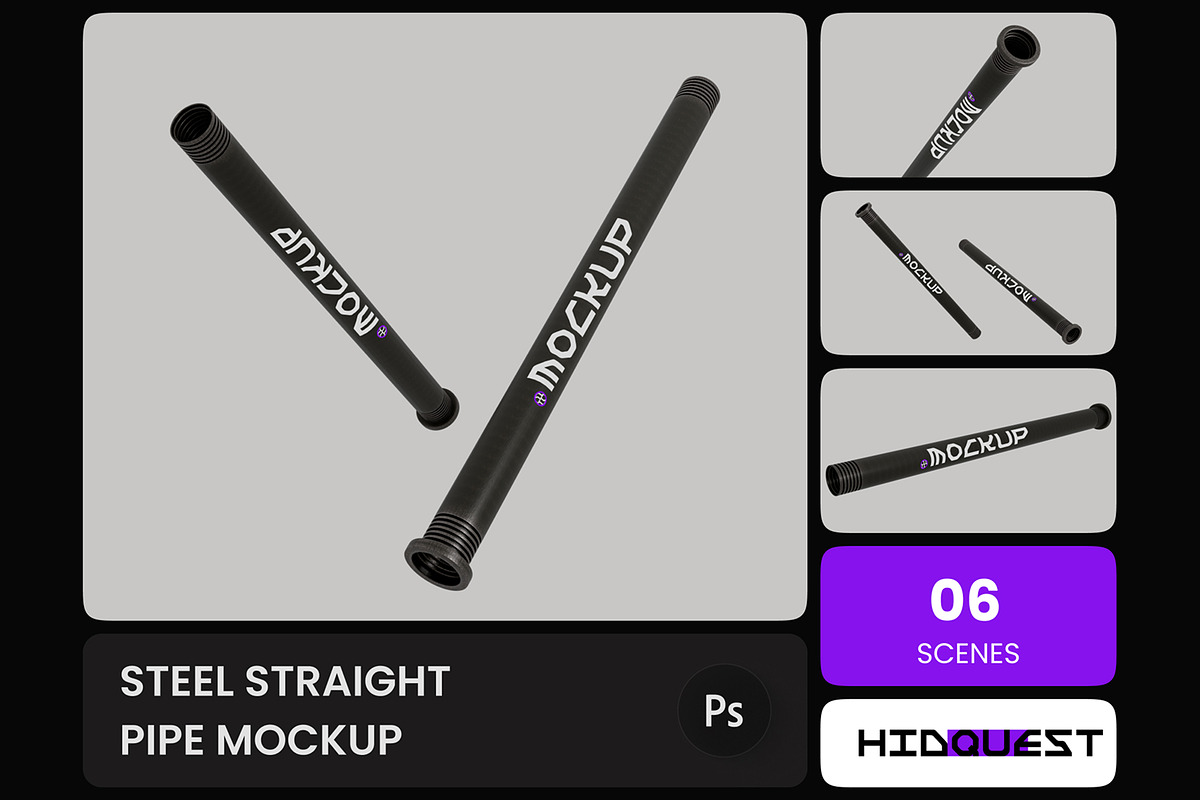 Steel Straight Pipe Mockup, a Household Mockup by hiddemaru (Photo 1 of 4)