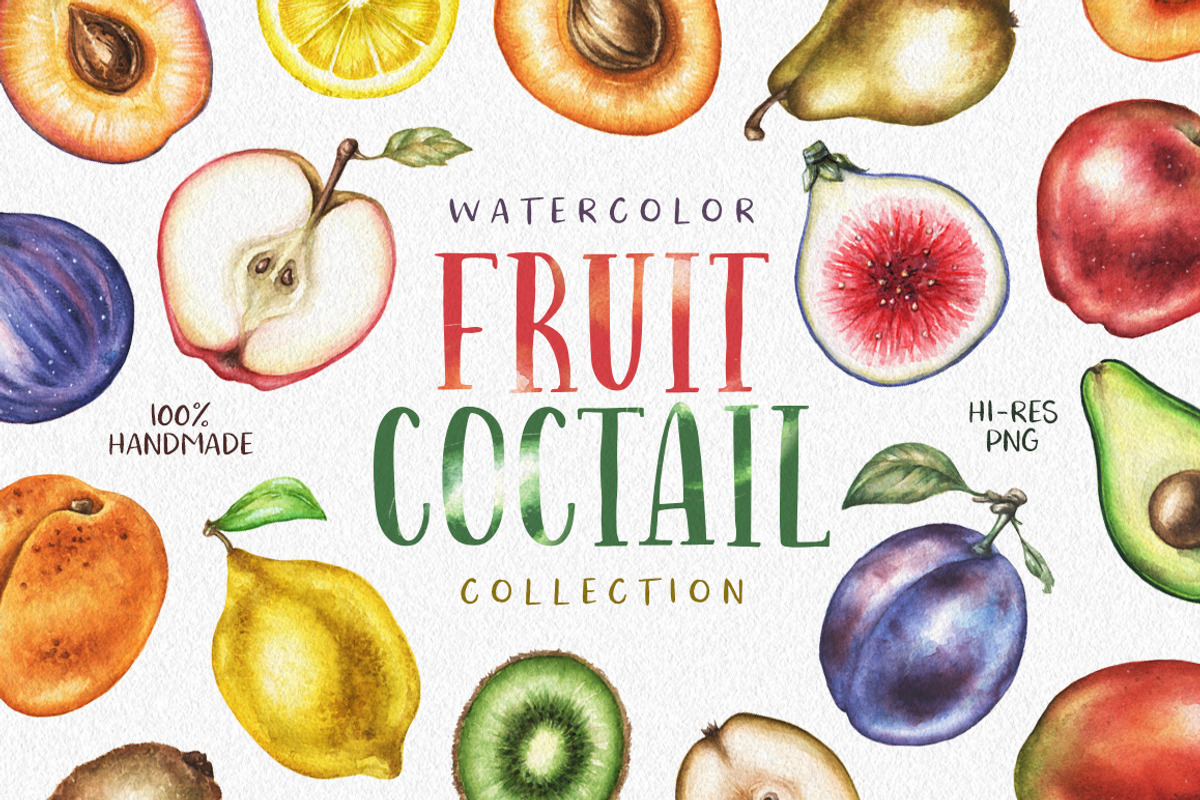 Watercolor Fruit Coctail, a Food Illustration by Chelovector (Photo 1 of 5)