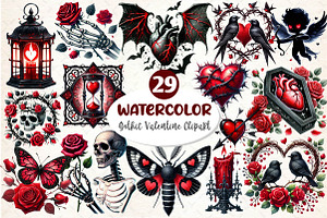 Gothic Valentine Sublimation Clipart, an Illustration by Dream Creation