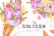 Floral Icecream Watercolor Set, an Illustration by TanataDesign (Thumbnail 13 of 13)