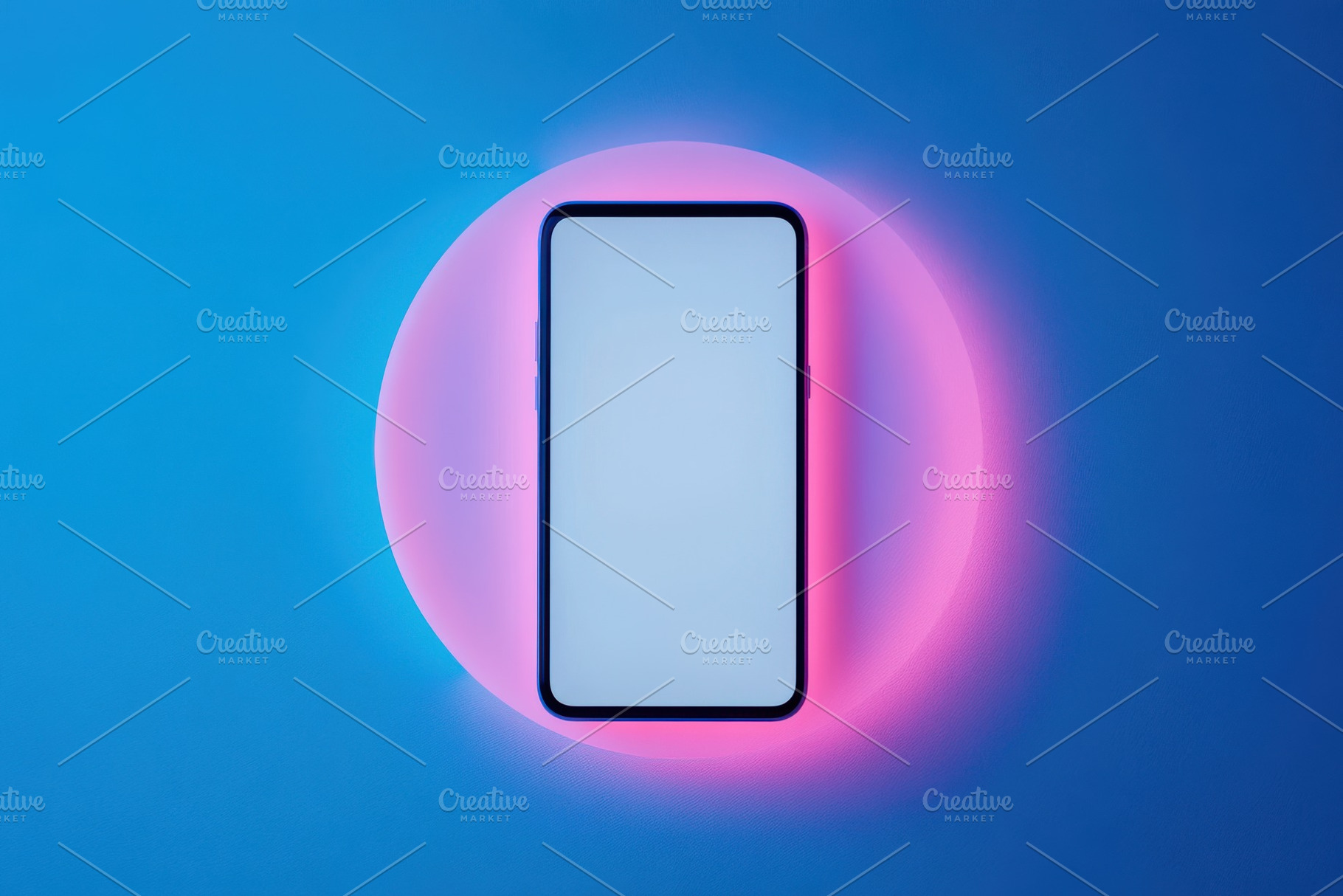 Smartphone Mockup Neon Pink Blue Bac, a Background Photo by Pixeness