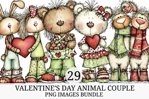 Valentine's Day Animal Couple PNG, an Illustration by Craft Nest