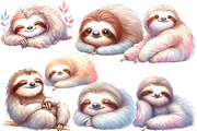 Watercolor Sloth clipart, an Illustration by Designworld (Thumbnail 2 of 5)