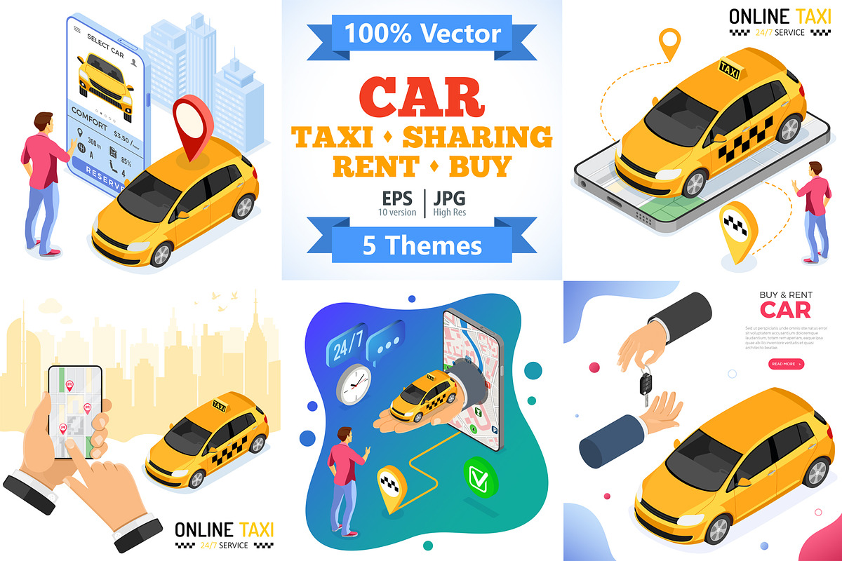 Car Sharing, Taxi, Rent, a Person Illustration by TAlex (Photo 1 of 6)