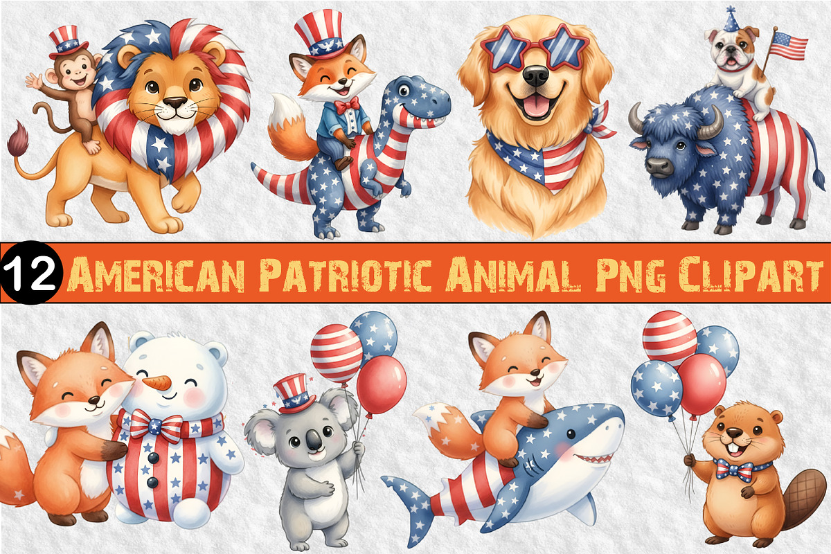 American Patriotic Animal Png, an Illustration by GatewayDesign (Photo 1 of 6)