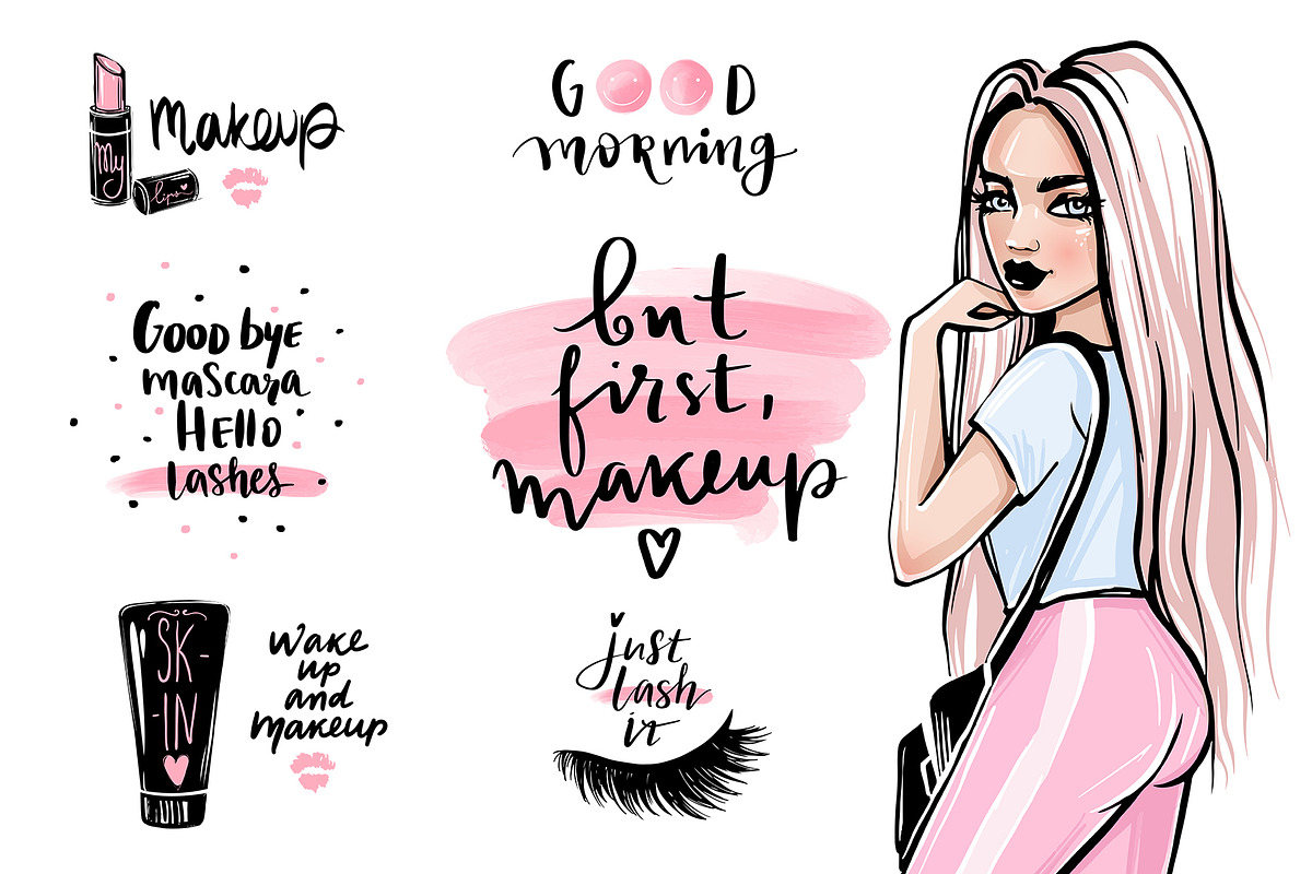 Quotes, Girls, MakeUp and lashes!, a Decorative Illustration by Yana Lesiuk (Photo 6 of 11)