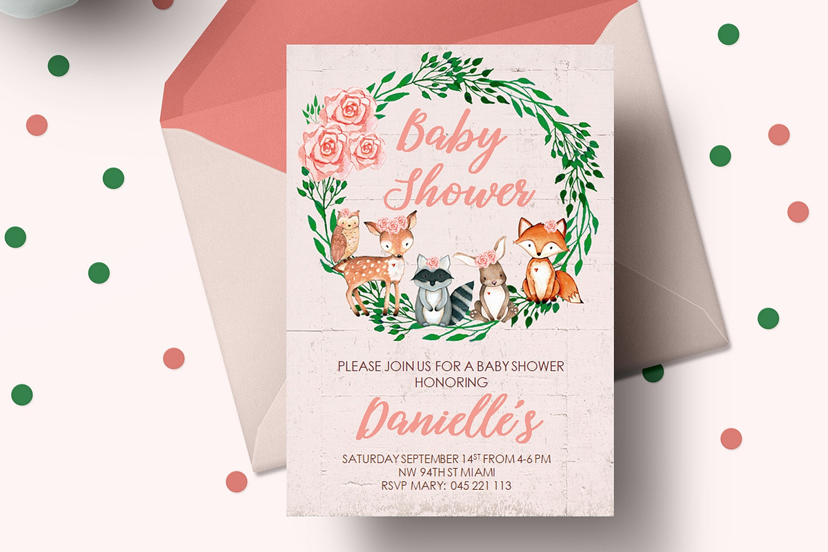 Woodland Animals Baby Shower, an Invitation Template by mpcprintables (Photo 1 of 3)