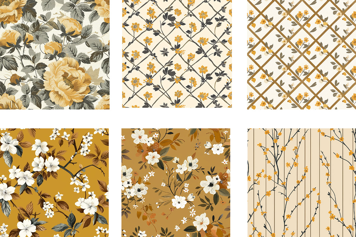 Mustard Toile Digital Paper, a Pattern Graphic by DreamCafeArt (Photo 6 of 7)