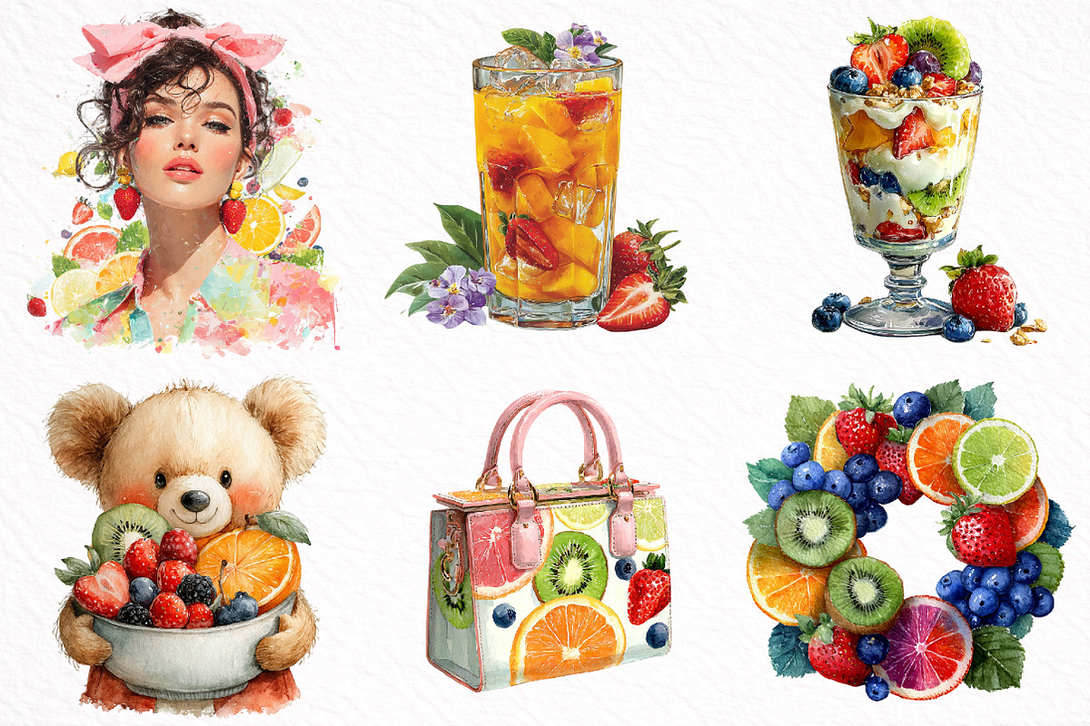 Watercolor Summer Vibe Clipart, an Illustration by DreamArtGraphic (Photo 6 of 8)