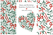 Mistletoe and Bows Seamless Patterns, a Pattern Graphic by Toltemara (Thumbnail 1 of 3)