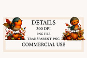 Whimsical Autumn Fall Robin Clipart, a Seasonal Illustration by Designworld (Thumbnail 4 of 11)