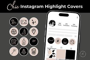 Chic Nude Instagram Highlight Icons, a Social Media Template by Marcia B Studio