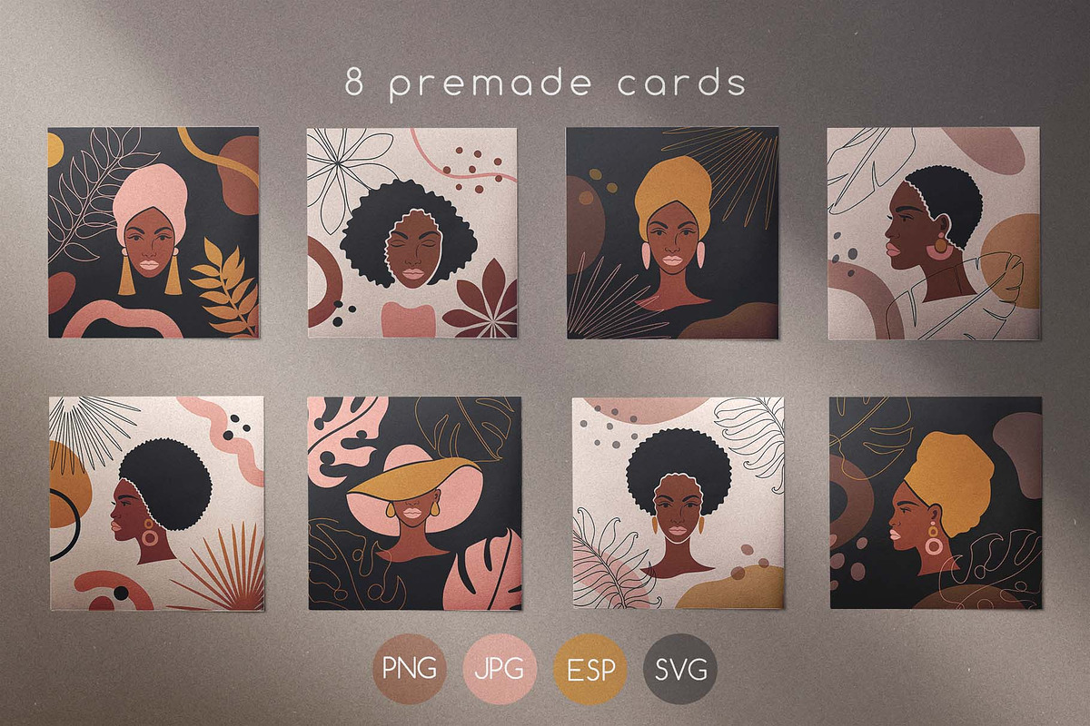 Modern Afro-American Women Set, a Texture Illustration by Illustana (Photo 6 of 16)