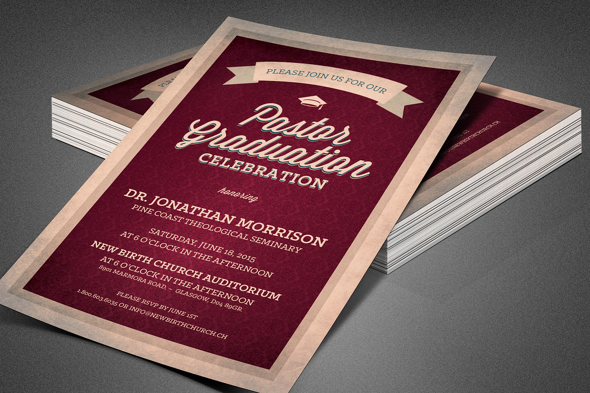 Pastor Graduation Celebration Flyer, a Flyer Template by loswl (Photo 4 of 6)