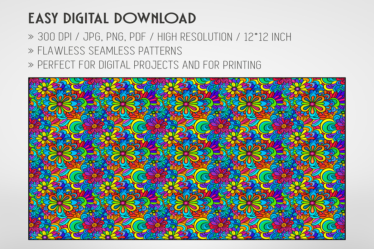 20 Seamless Psychedelic 1970s Set, a Pattern Graphic by Nordic Design (Photo 2 of 9)