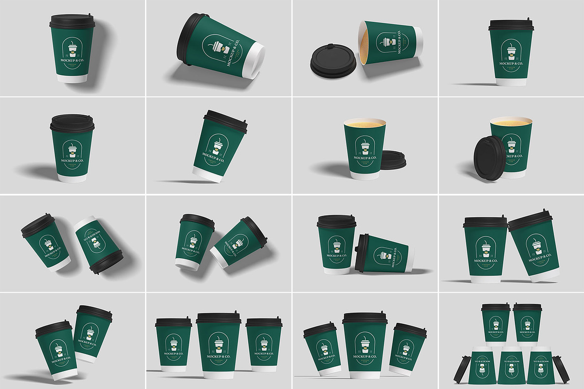 Paper Coffee Cup Mockups | Caffeine, a Cups & Container Mockup by Compositing Studio (Photo 3 of 20)