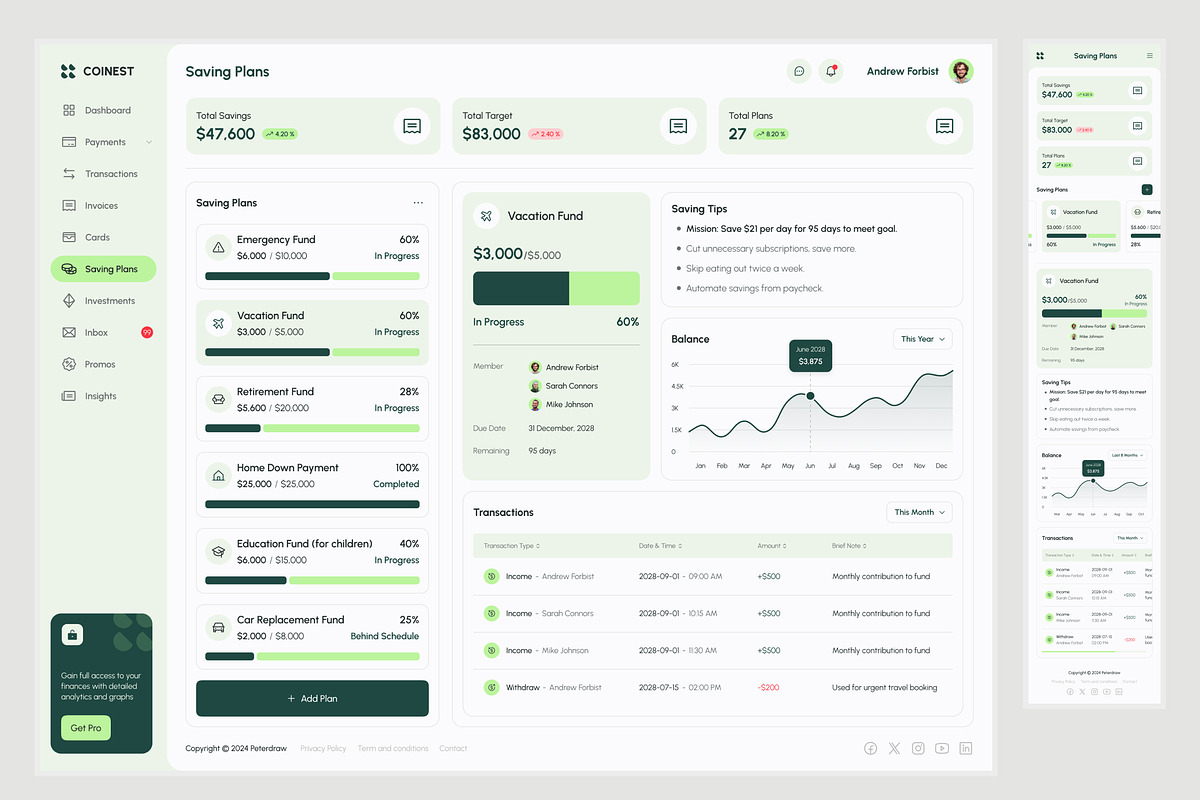 Finance Management Dashboard, an UI Kit Template by peterdraw (Photo 4 of 7)