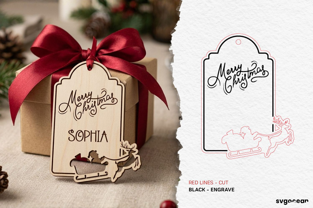 Christmas Gift Tag SVG Bundle, a Decorative Illustration by svgocean (Photo 11 of 17)