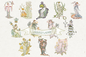 Vintage Floral Women in Art Nouveau, a Person Illustration by Patterns for Dessert