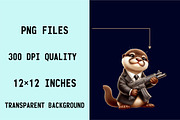 Watercolor Playful Otter Pups Subli, an Illustration by SVGArt (Thumbnail 7 of 8)