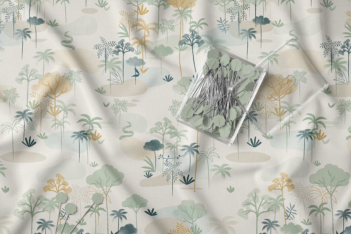 Soft Tropical Trees Seamless Pattern, a Pattern Graphic by StudioGlouna (Photo 3 of 5)