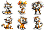 Whimsical Birthday Cat Clipart, an Illustration by Craft Nest (Thumbnail 7 of 9)