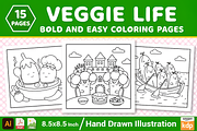 Veggie Life Bold and Easy Coloring, a Decorative Illustration by Design Station (Thumbnail 1 of 3)