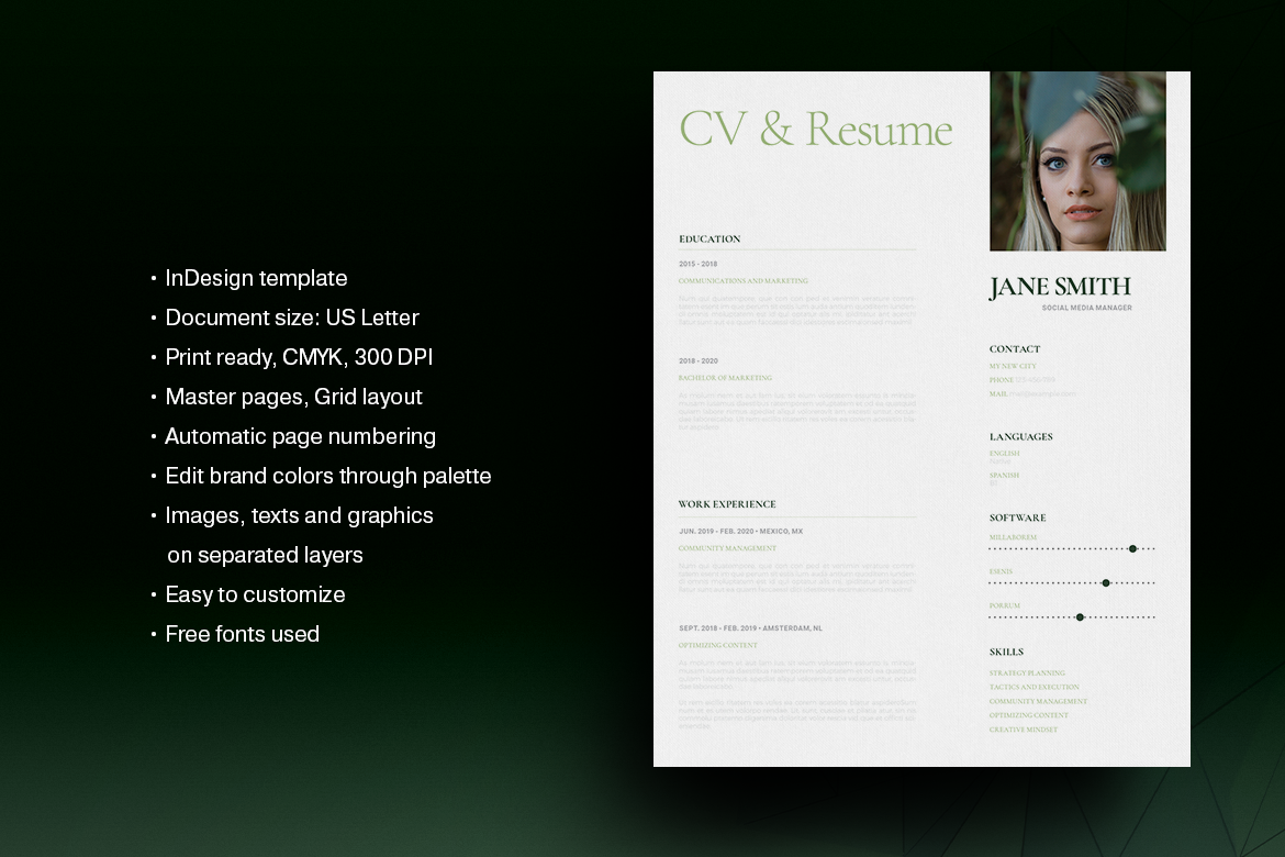CV and Resume Layout, a Resume Template by Boris Cupac