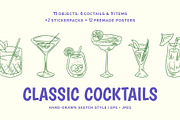Cocktail Set Doodle Style, an Object Graphic by 35lab (Thumbnail 1 of 6)