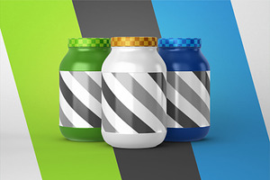 Food Supplement Plastic Jar Mockup