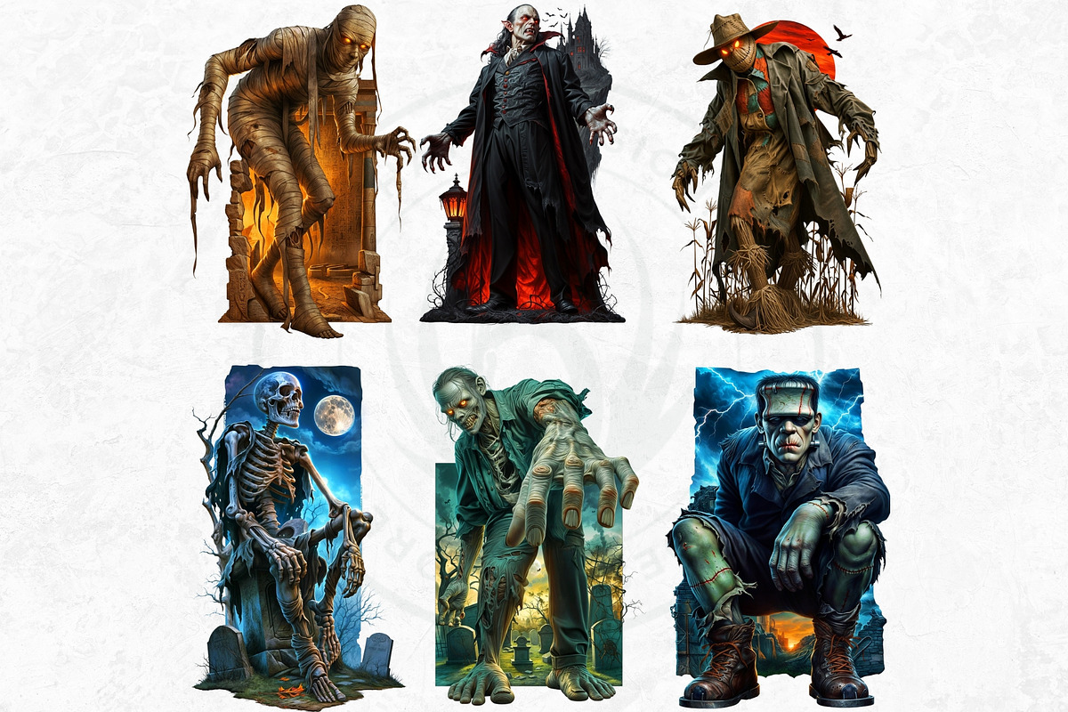 Spooky Halloween Characters Clipart, a Seasonal Illustration by ThatsDesign Art (Photo 7 of 10)