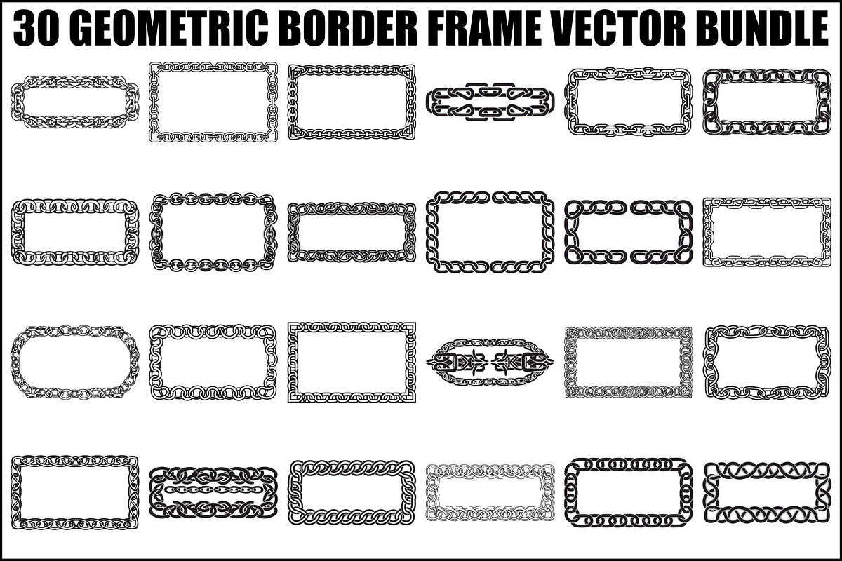 Chain Border Frame SVG Bundle, an Illustration by Designs_River (Photo 1 of 31)