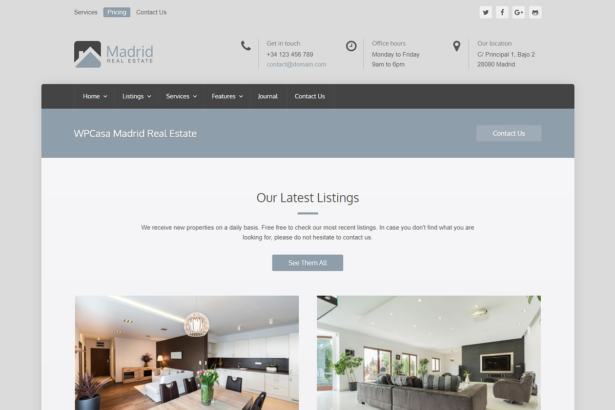 Real Estate WordPress WPCasa Madrid, a WordPress Template by WPCasa (Photo 3 of 7)