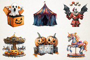 Ghostly Circus Halloween Graphics, an Illustration by RobertsArt (Thumbnail 3 of 7)
