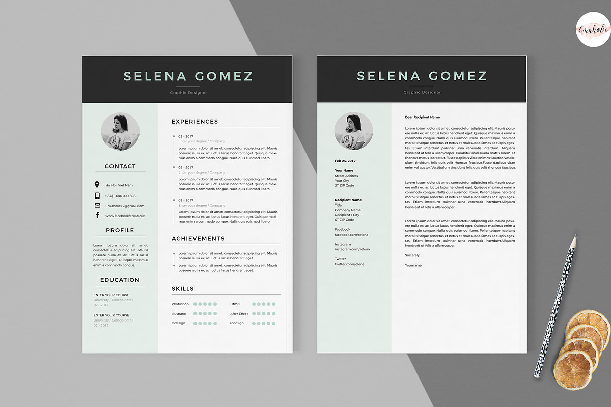 Elegant 1 page Resume Template, a Resume Template by Emaholic Template (Photo 4 of 5)