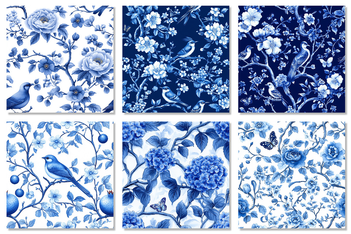 Blue Chinoiserie Seamless Pattern, a Texture Graphic by Dream Creation (Photo 4 of 6)