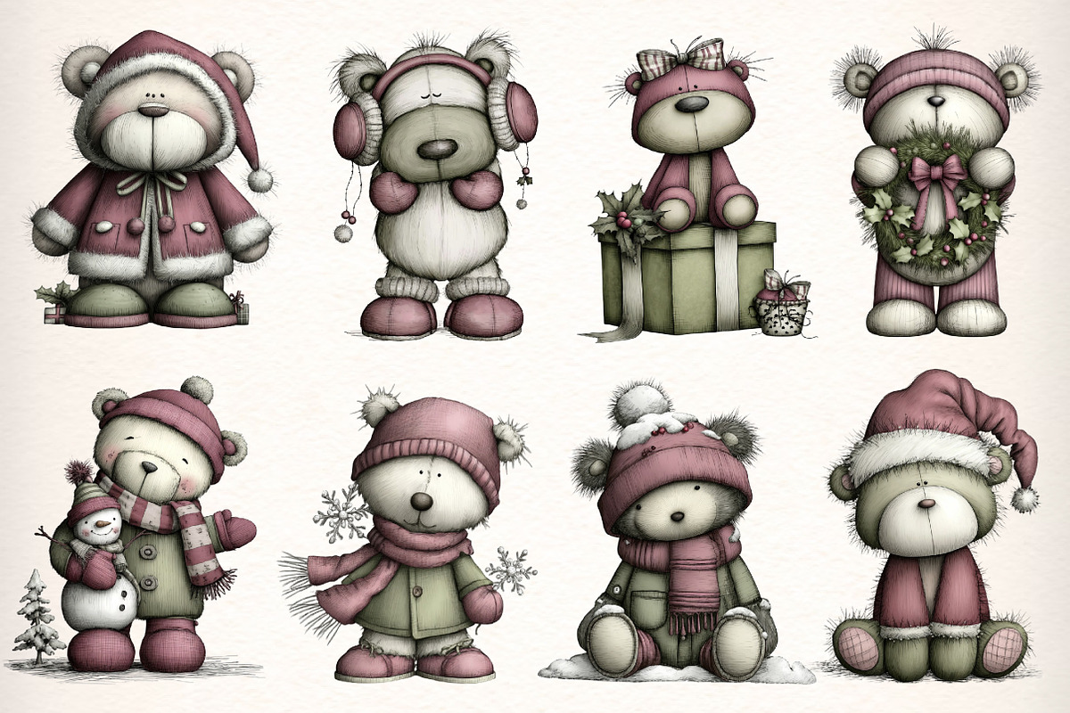 Whimsical Christmas Teddy Bear PNG, an Illustration by Dream Creation (Photo 3 of 7)