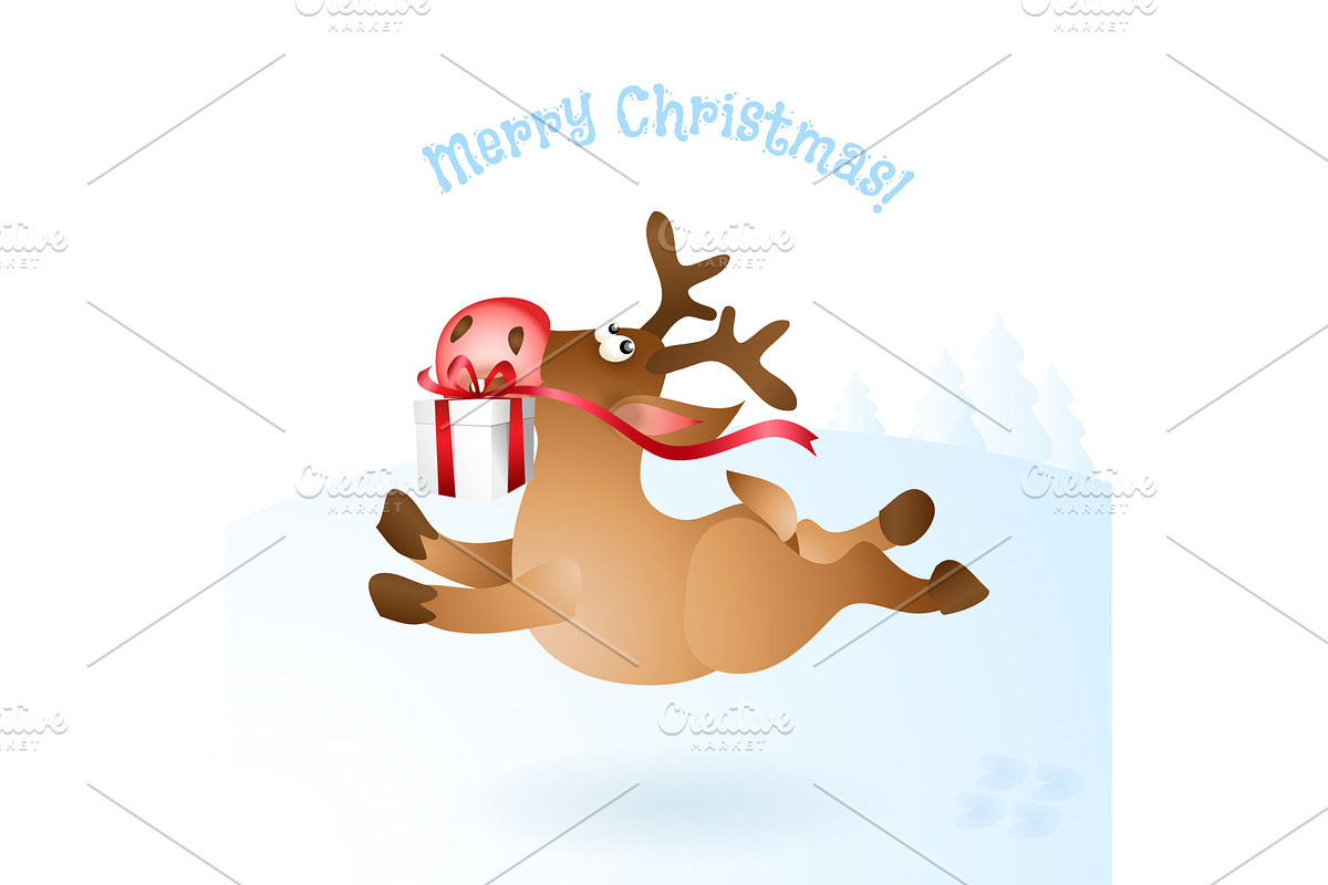 Christmas reindeer vector, an Object Illustration by Valenty