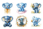 Blue Baby Elephant PNG, an Illustration by SinaCreation (Thumbnail 4 of 5)