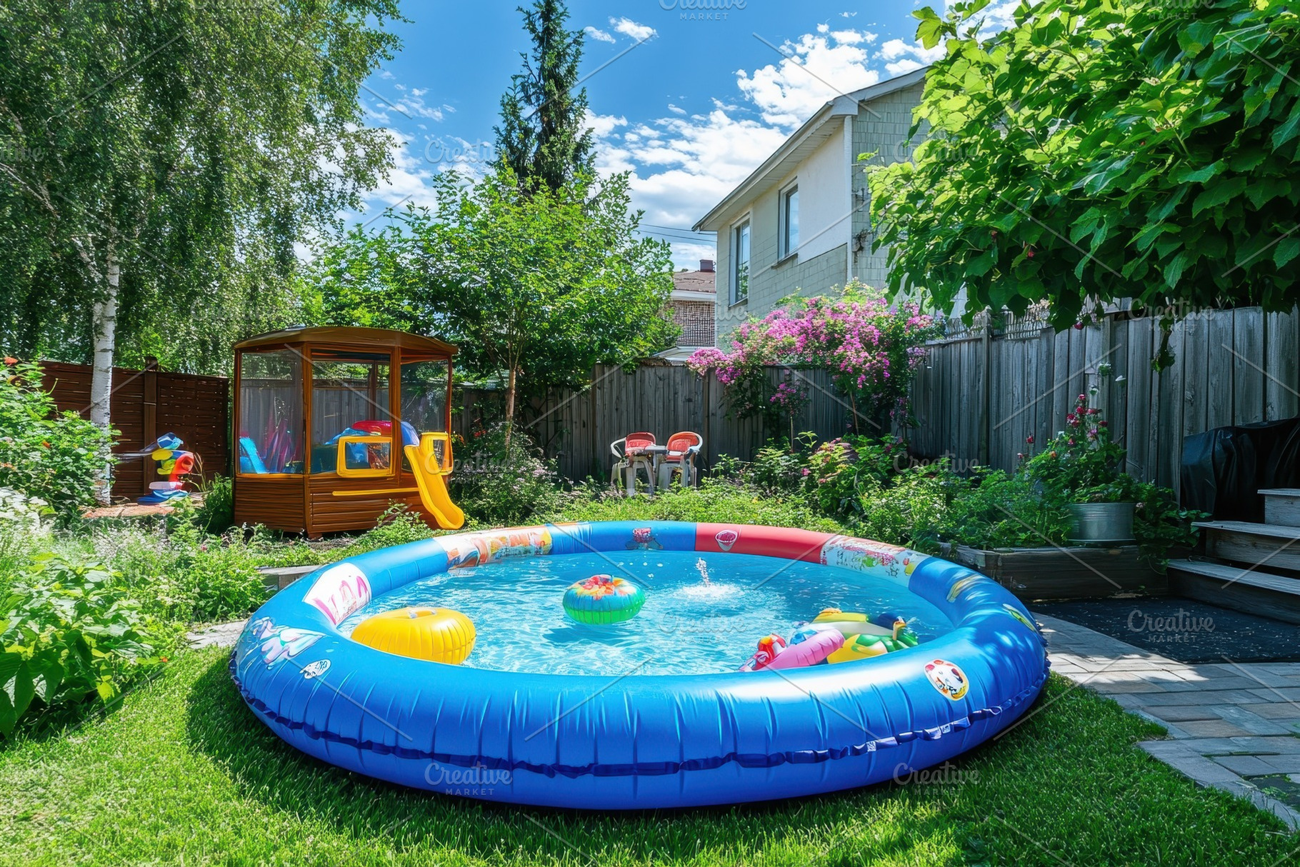 Backyard oasis with a small swimming, a Photo by Pavel_design