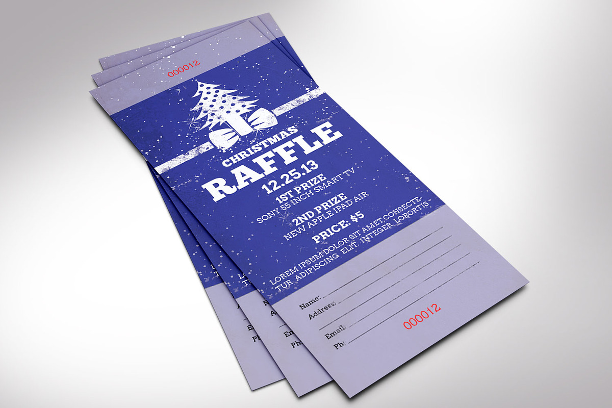 Christmas Raffle Ticket Template, a Card Template by Four C Graphic (Photo 4 of 8)