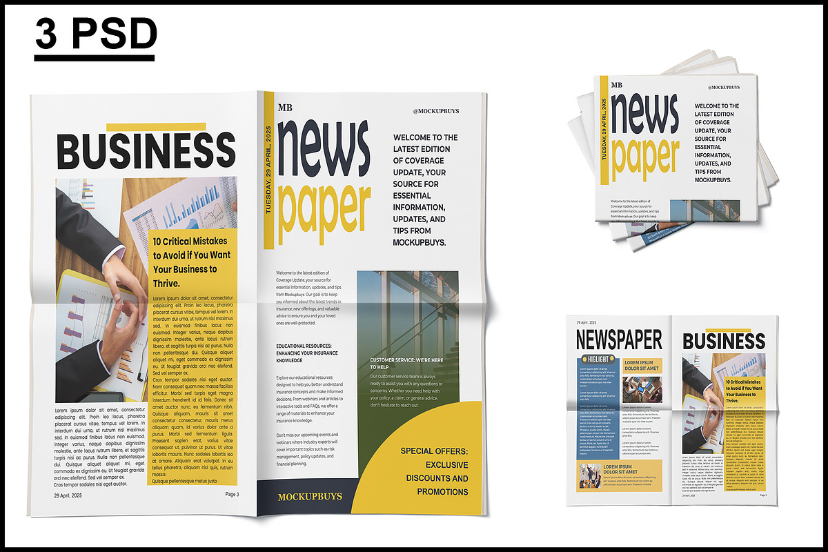 Newspaper Mockup, an Advertising Mockup by mockupbuys (Photo 1 of 8)
