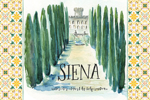 Italy Tiles Wedding Watercolor Siena