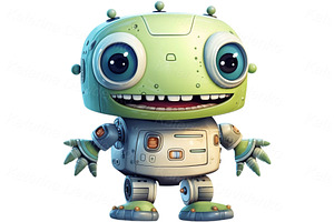 Cute Cartoon Robots, Cyborgs, Aliens