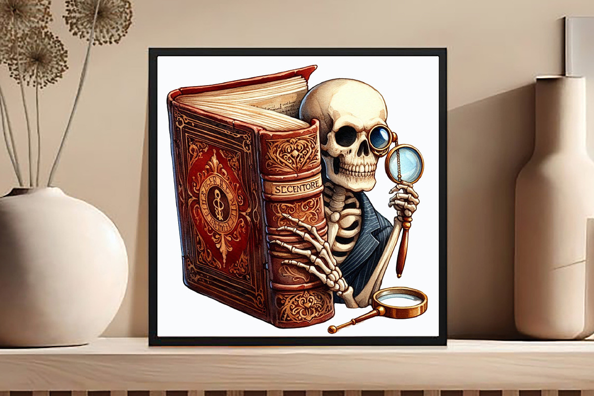 Funny Skeleton Peeking Bundle Clipar, an Icon by DreamCafeArt (Photo 5 of 7)