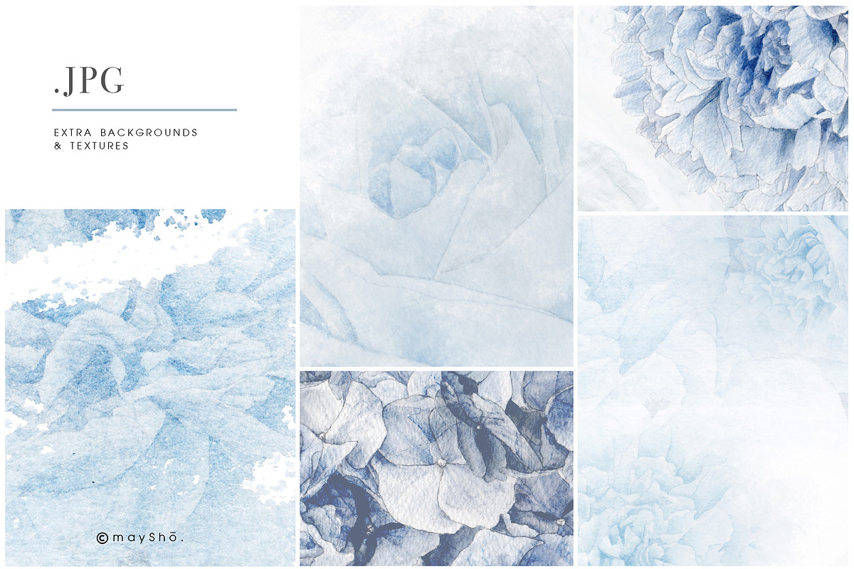 Dusty Blue Watercolor Flower Graphic, an Illustration by May • SHO (Photo 13 of 16)